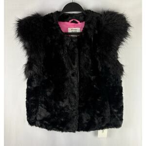 Skaist Taylor Neiman Marcus Vest Woman's Size Medium Faux Fur Black Modern